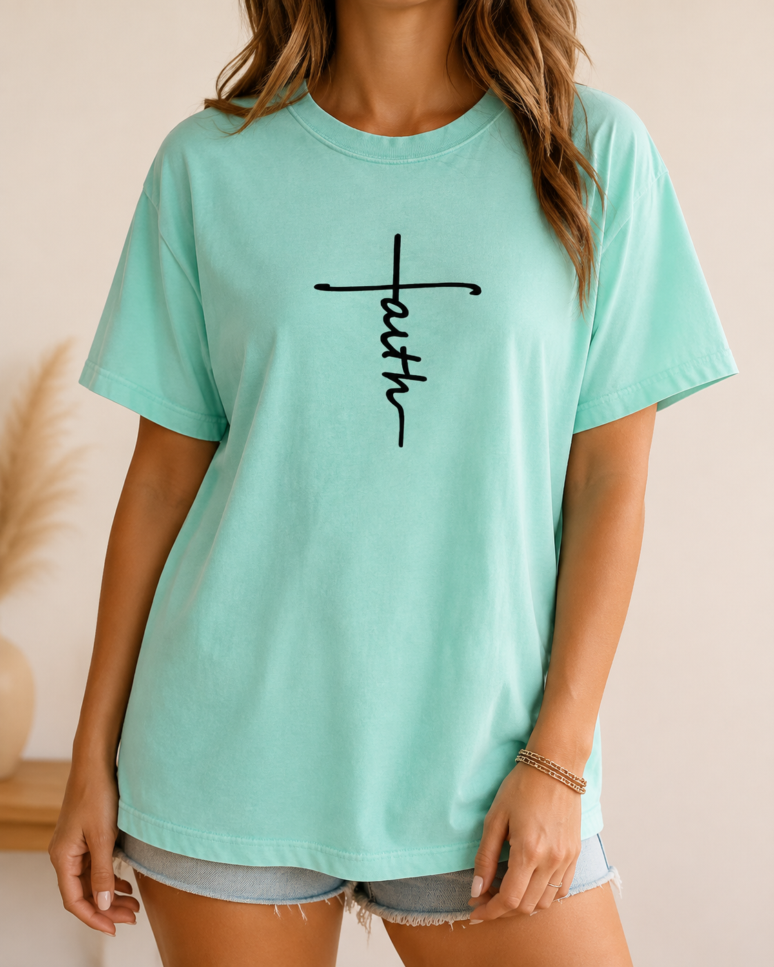 Faith script cross tee