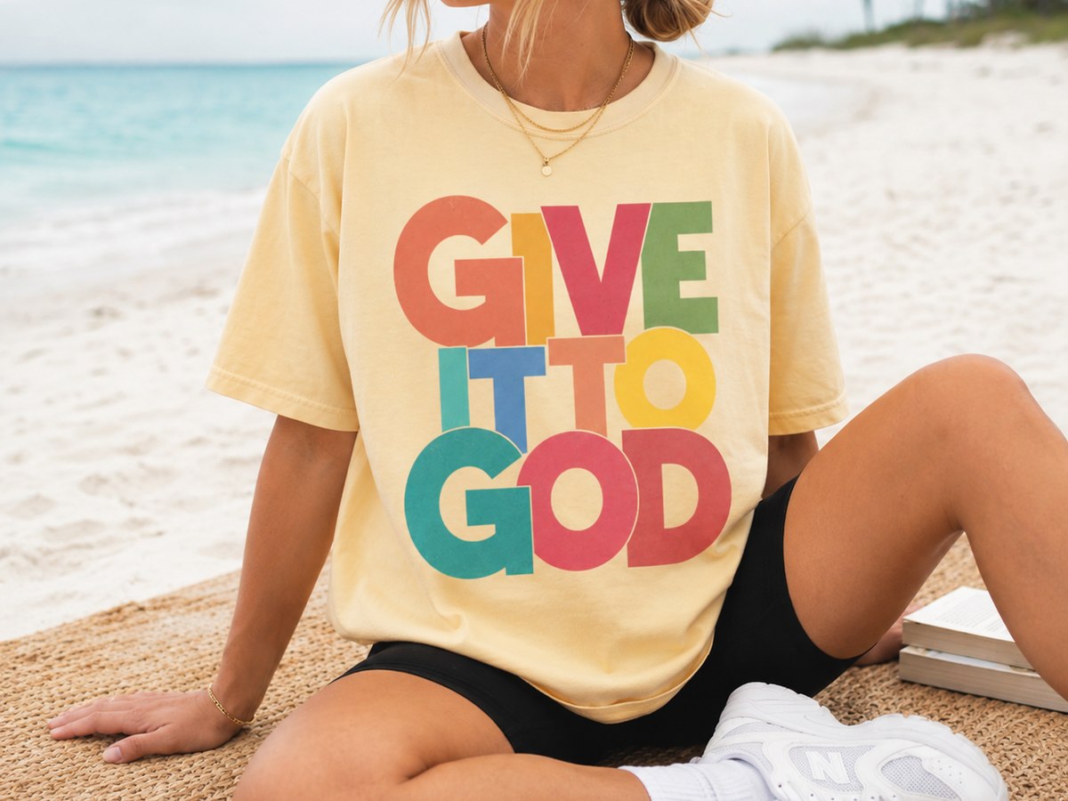 Give it to God colorful block letters tee
