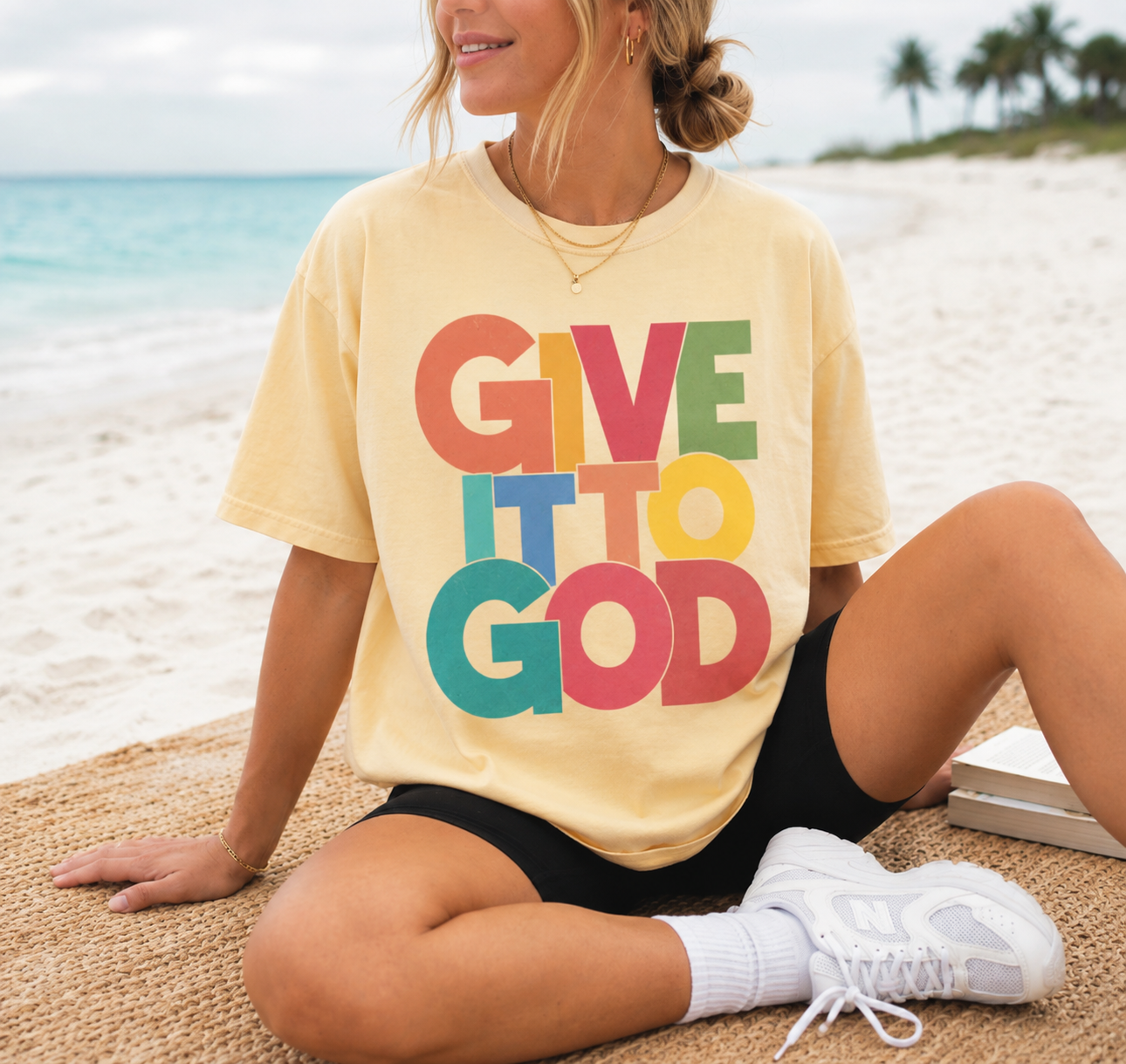 Give it to God colorful block letters tee