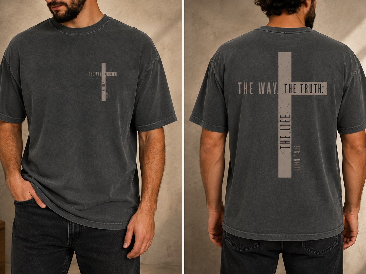 John 14:6 minimalist cross tee, front and back