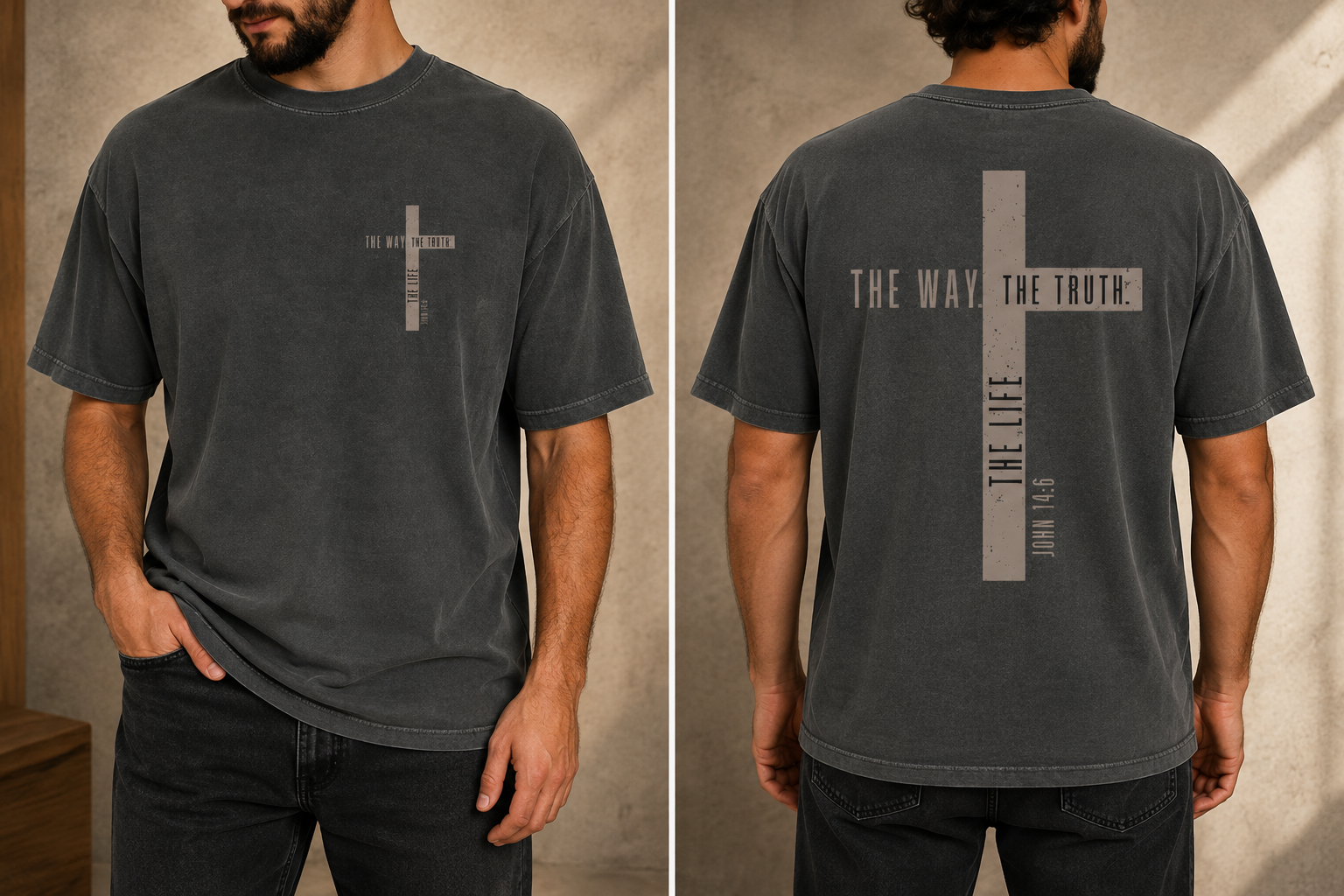 John 14:6 minimalist cross tee, front and back