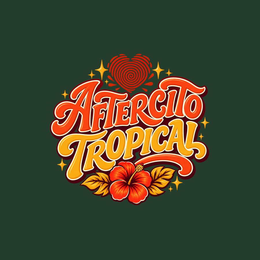 Aftercito Tropical party tee design with hibiscus