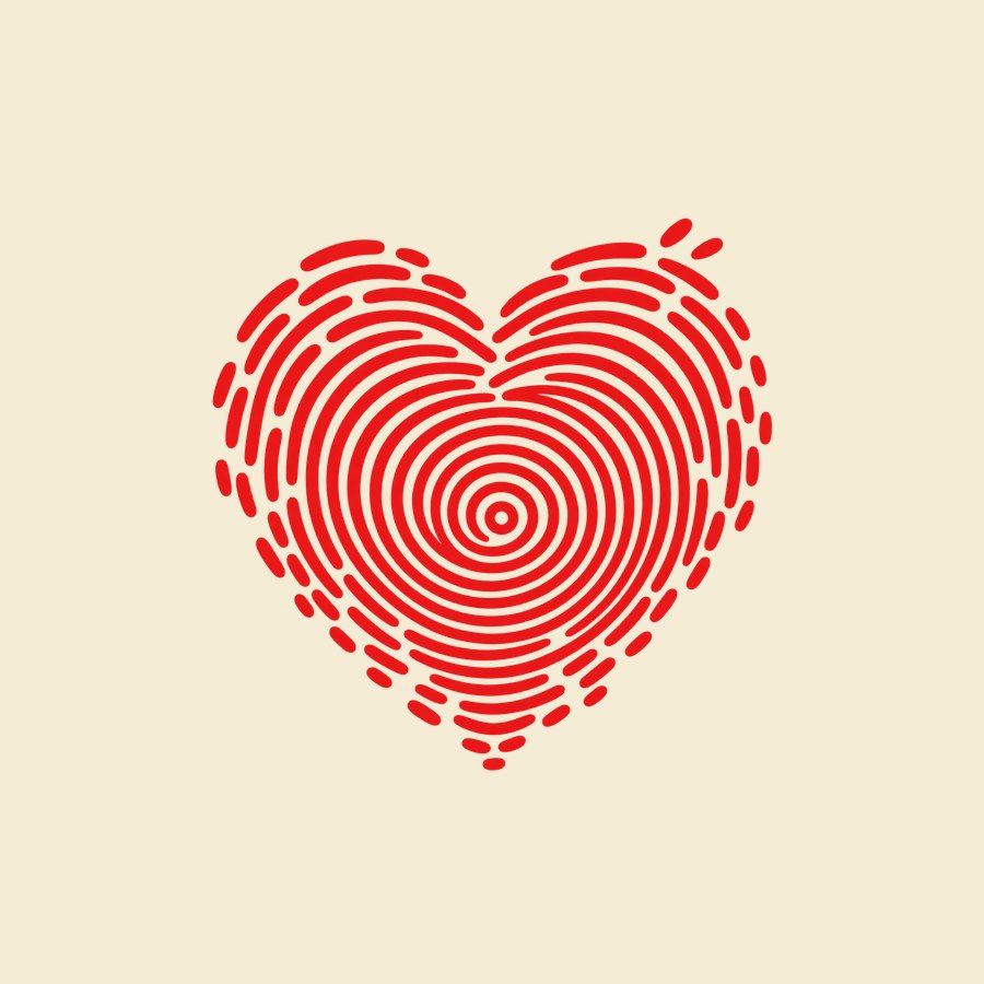 Spiral heart tee design in red line work