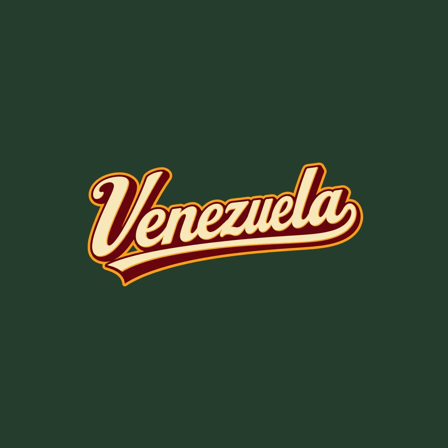 Venezuela script lettering tee design in cream and gold