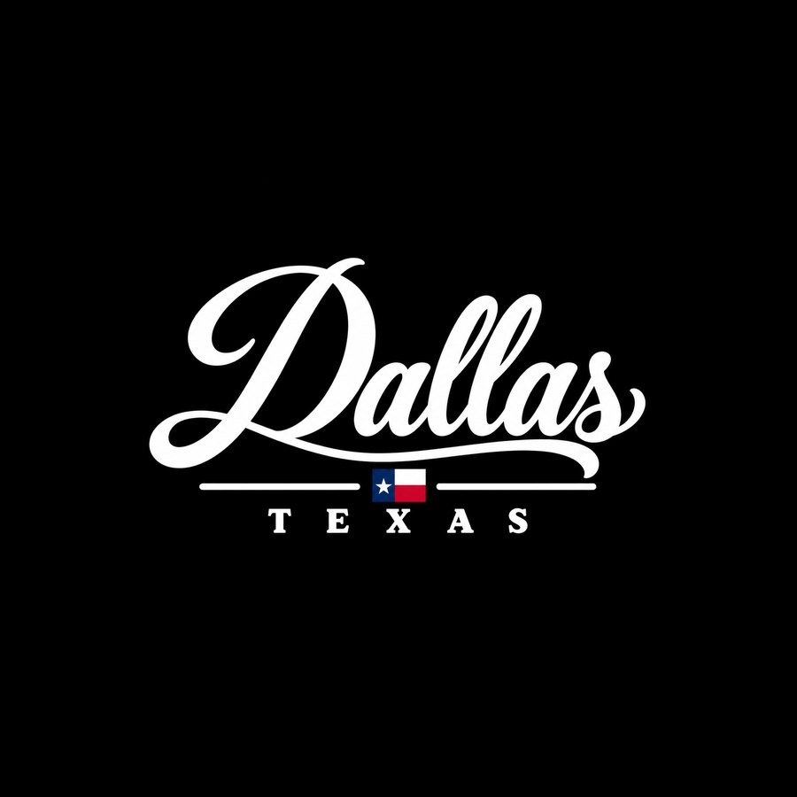 Dallas heavy script with the Texas flag