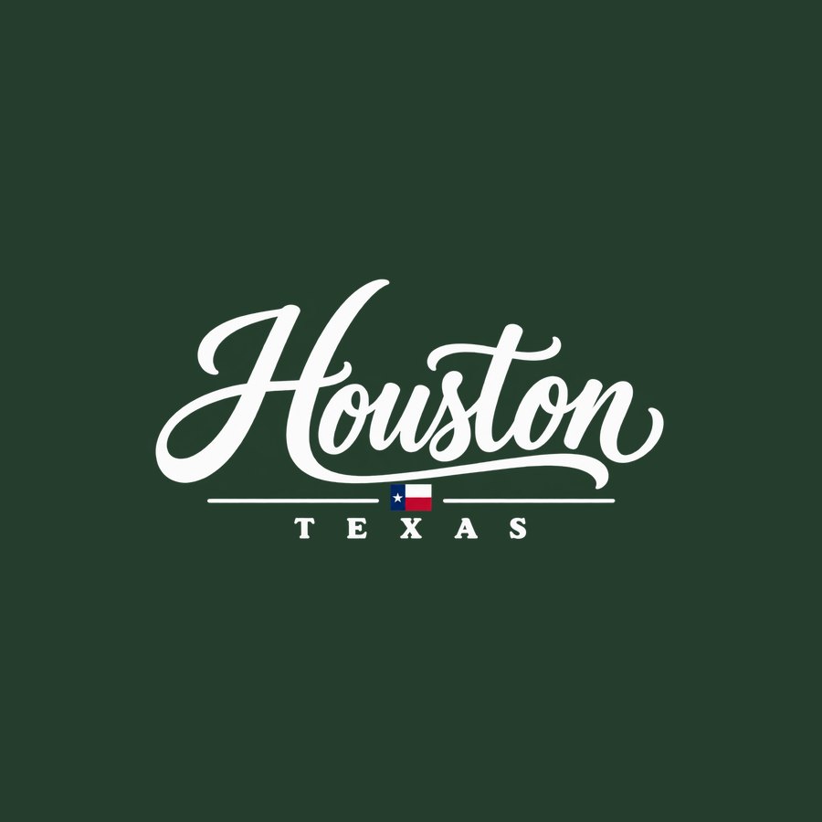 Houston heavy script with a worn texture
