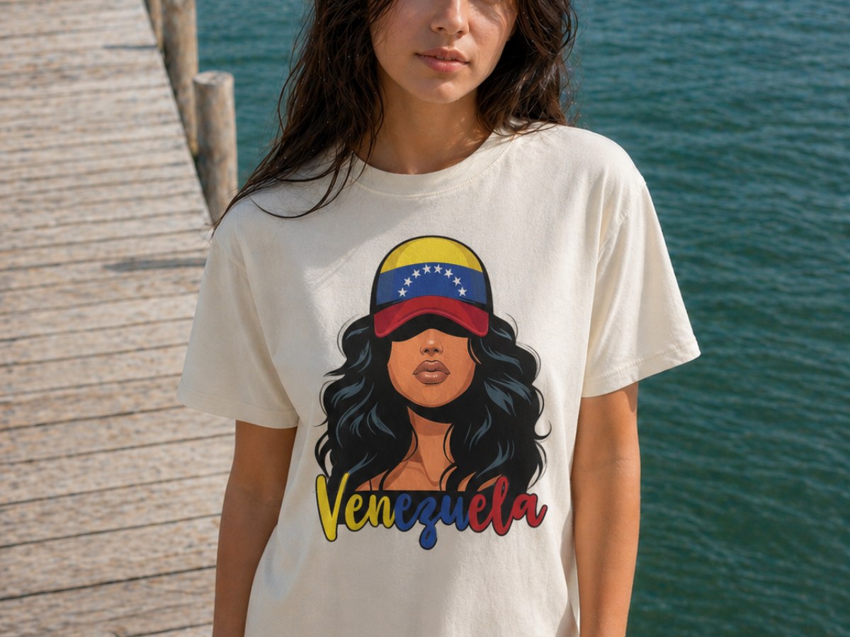 Venezuelan woman with tricolor cap tee pressed by On Deck Co.