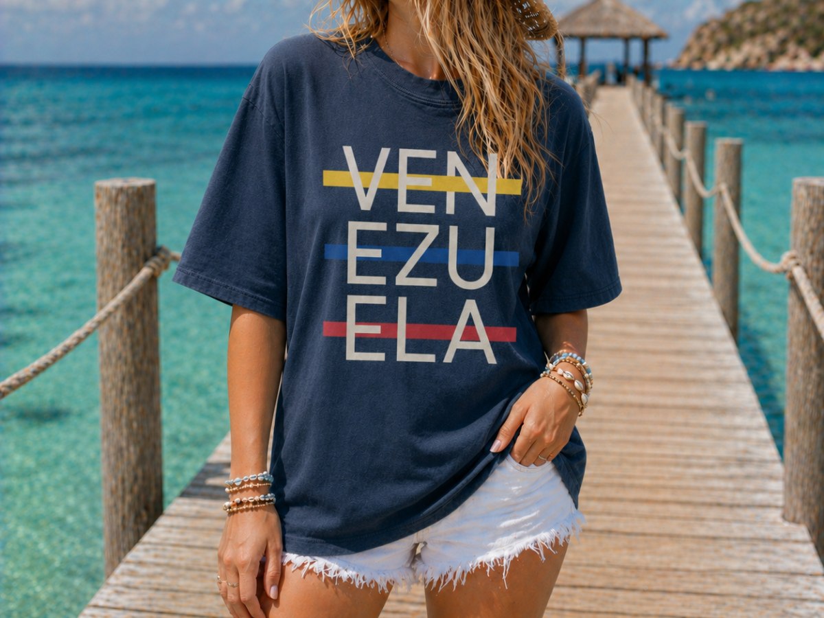 Venezuela tricolor lines tee pressed by On Deck Co.