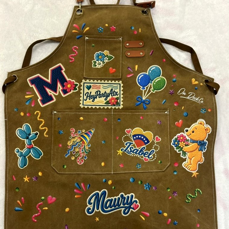 Custom canvas apron for a party planning business