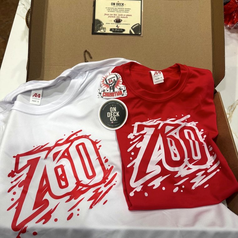 Custom team tees packed in an On Deck Co. box