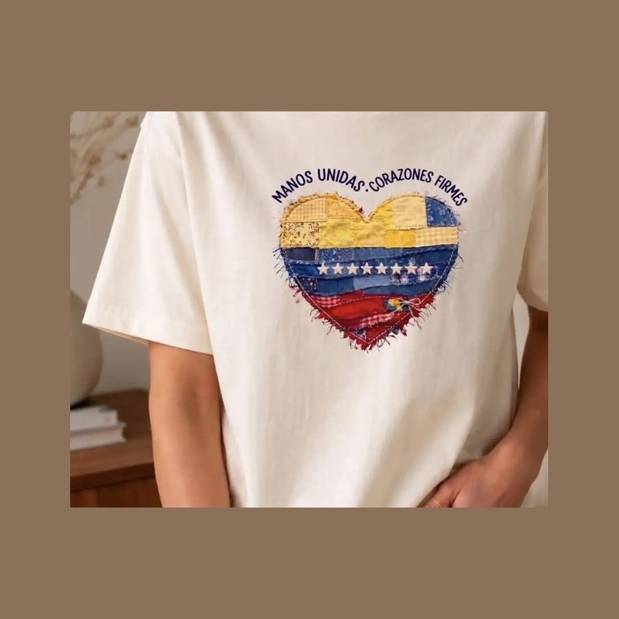 Venezuelan flag patchwork heart tee pressed by On Deck Co.