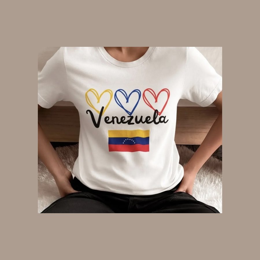 Venezuela three hearts and flag tee, pressed by On Deck Co.